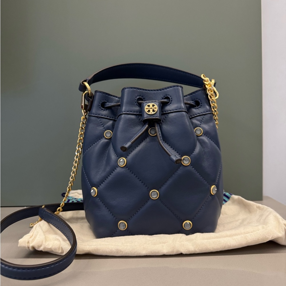 Elegant Blue  Quilted Mini Bag with studs